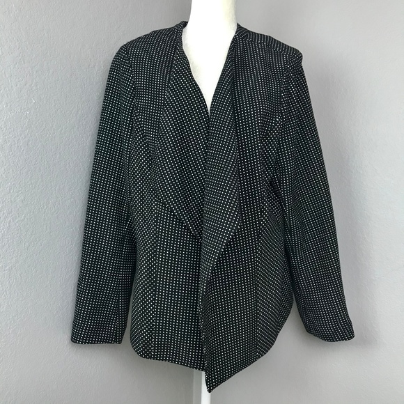 Lane Bryant Jackets & Blazers - Lane Bryant Waterfall Collar Black Polka Dot Blaze